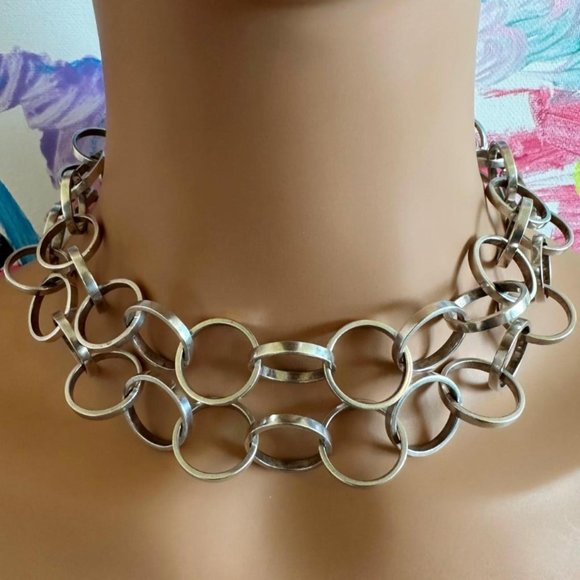 Rare! Tiffany & Co Picasso Sterling Silver Circle Link Long 34" Circle Necklace - Picture 9 of 11